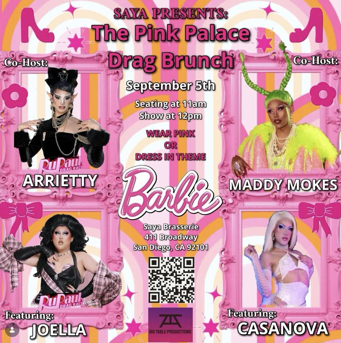 The Pink Palace Drag Brunch at Saya Brasserie